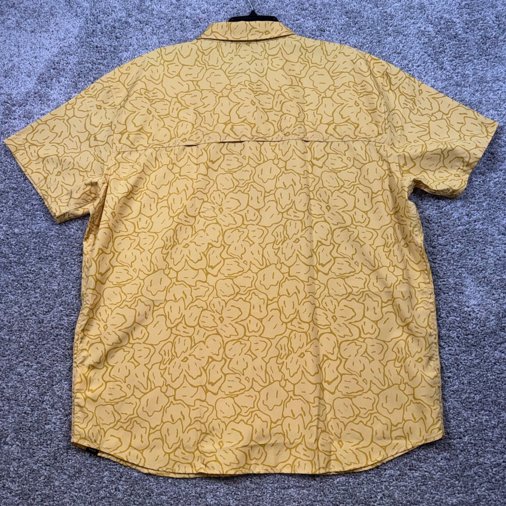 prAna Lost Sol Printed SS Shirt Mens Pollen Feelings Yellow XL NEW - Picture 8 of 10